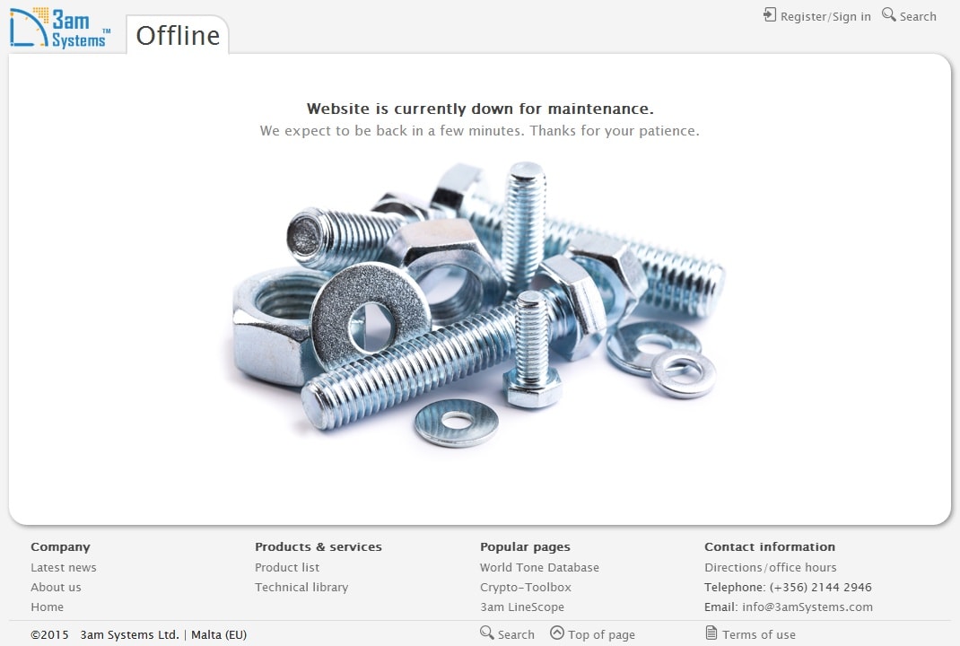 Website is temporariliy down for maintenance